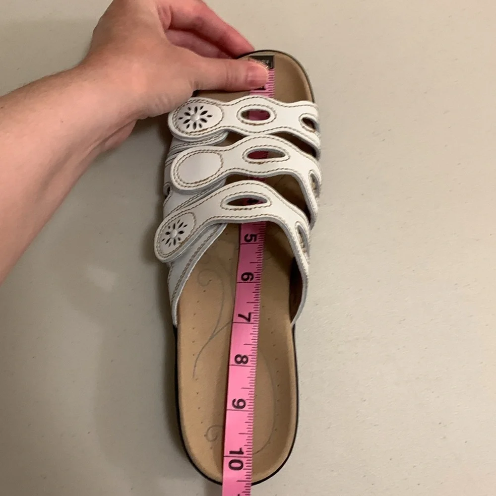 Merence Arch Support White Leather Slip On Sandals Women’s Size 40 (Size 9-9.5)
